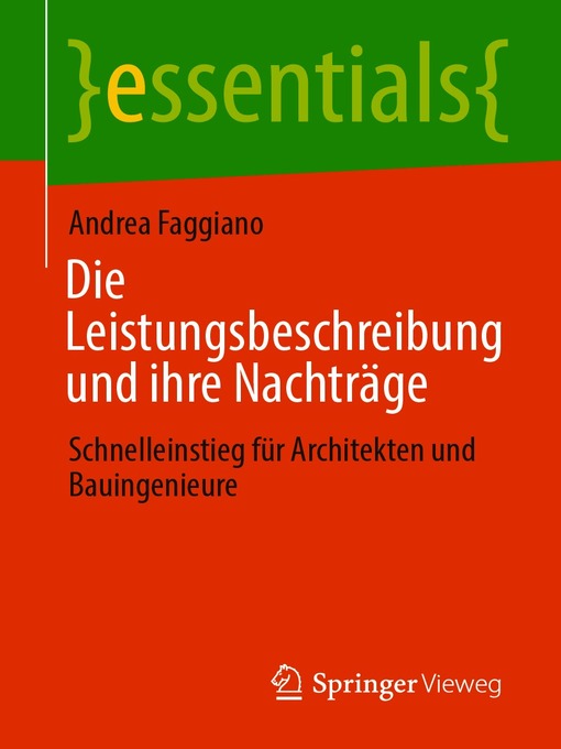 Title details for Die Leistungsbeschreibung und ihre Nachträge by Andrea Faggiano - Available